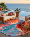 Urban Terrace Collection Area Rug -  Patio Round Gray and Pink  lifestyle 16