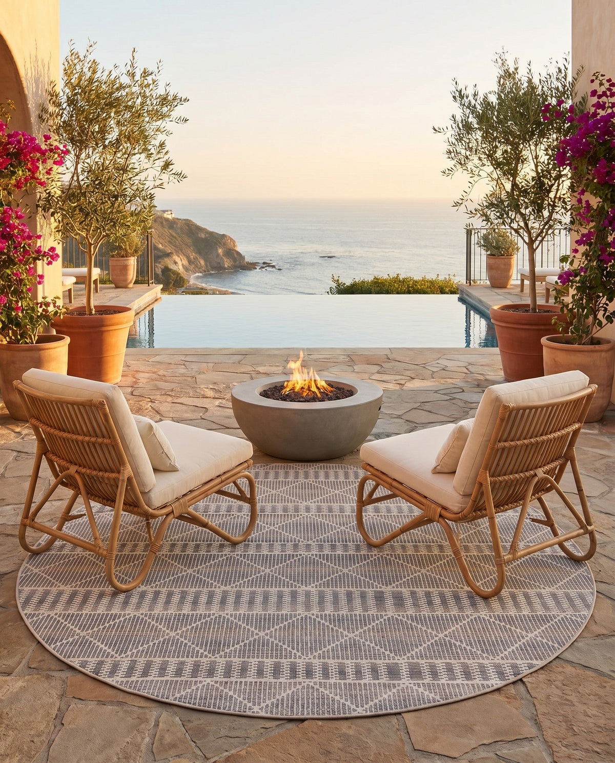 Savannah Pergola Collection Area Rug -  Glade Round Gray  lifestyle 170