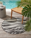 Urban Terrace Collection Area Rug -  Queens Round Black and White  lifestyle 41