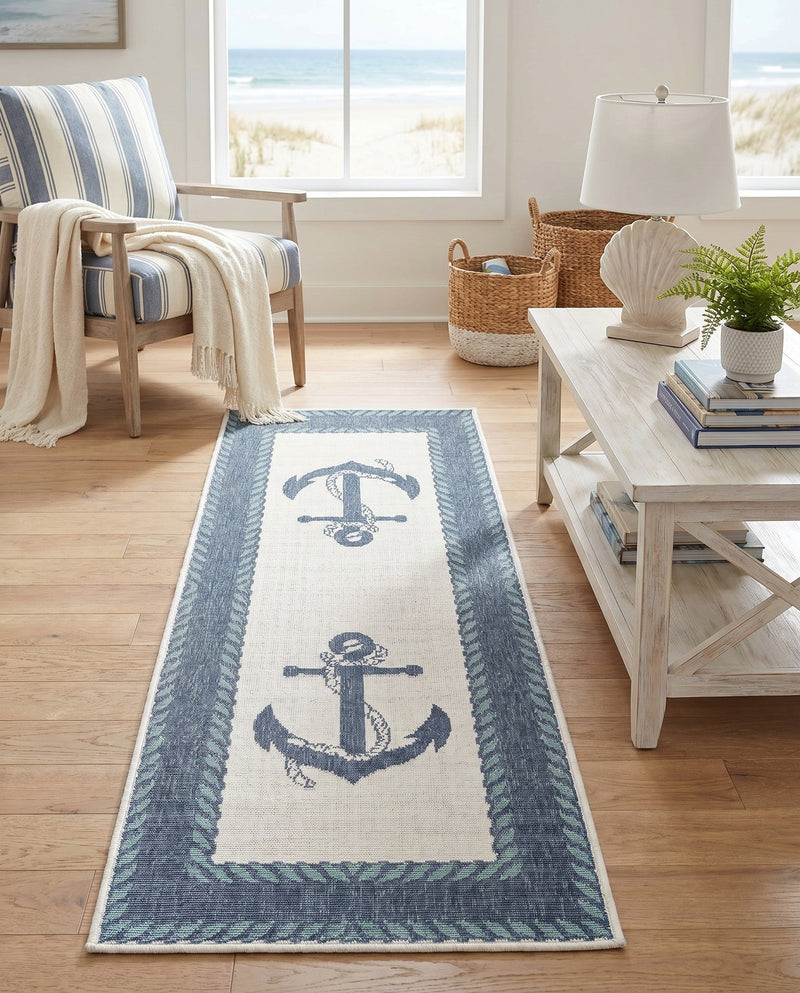 Seaside Haven Rugs Collection Area Rug -  Coralreef Runner Navy Blue  lifestyle 78
