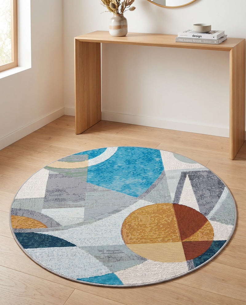 Urban Terrace Collection Area Rug -  Loggia Round Multi  lifestyle 48