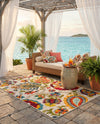 Outdoor Marrakesh Collection Area Rug - Fes Rectangle Multi Beige  lifestyle 31