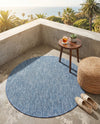 Seaside Serenity Collection Area Rug - Veranda (Blue) Round Blue  lifestyle 37