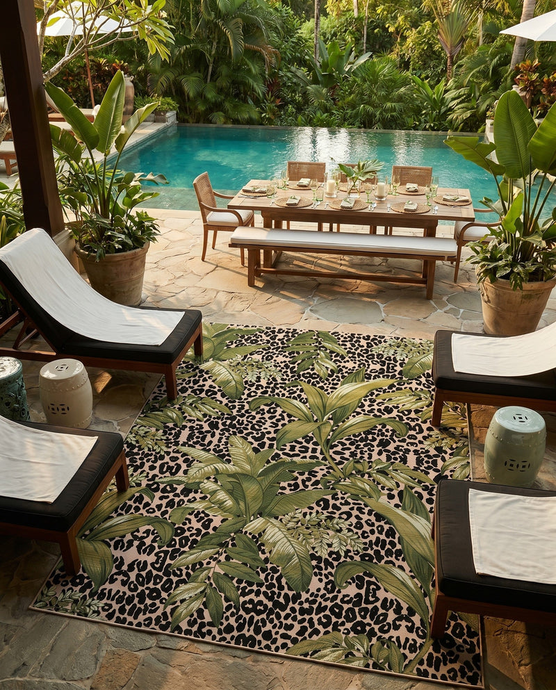 Seaside Blooms Collection Area Rug -  Lotus Rectangle Green  lifestyle 14