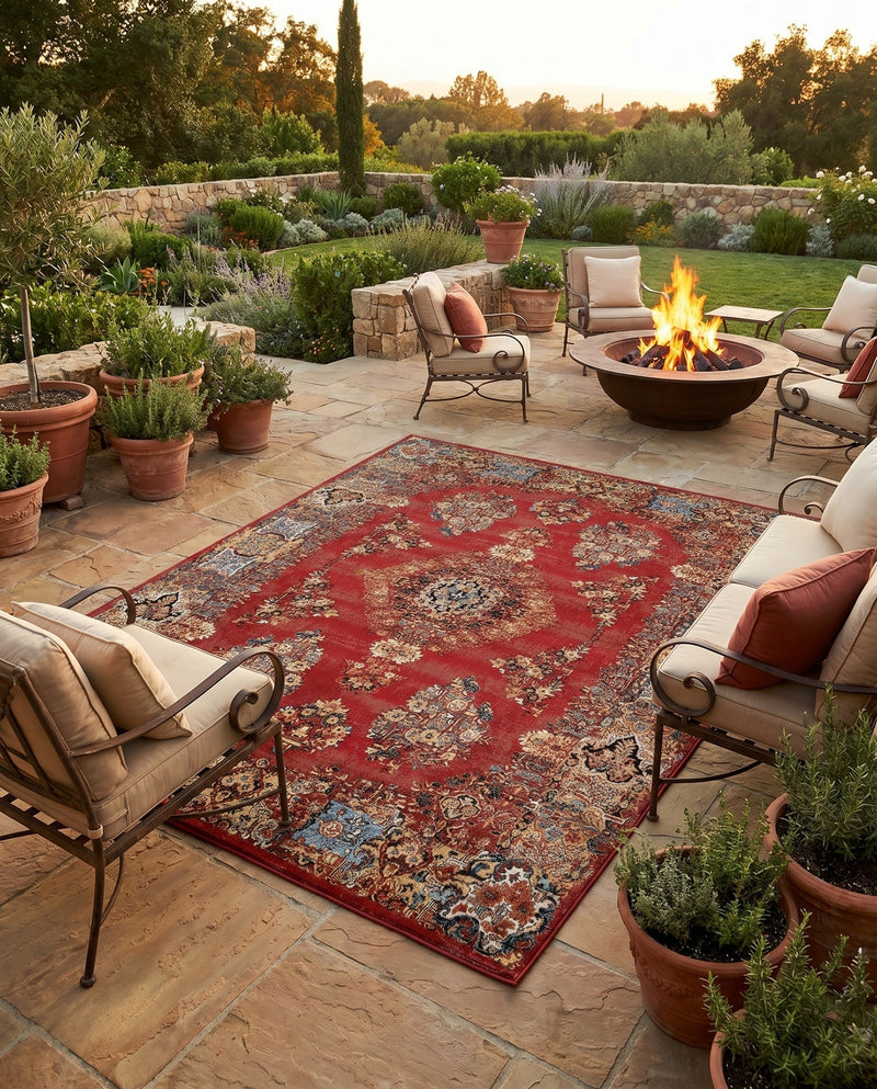 Patio Heritage Collection Area Rug -  Terrace Rectangle Antique Red  lifestyle 25