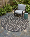 Savannah Pergola Collection Area Rug -  Pavilion (Charcoal) Round Charcoal  lifestyle 48