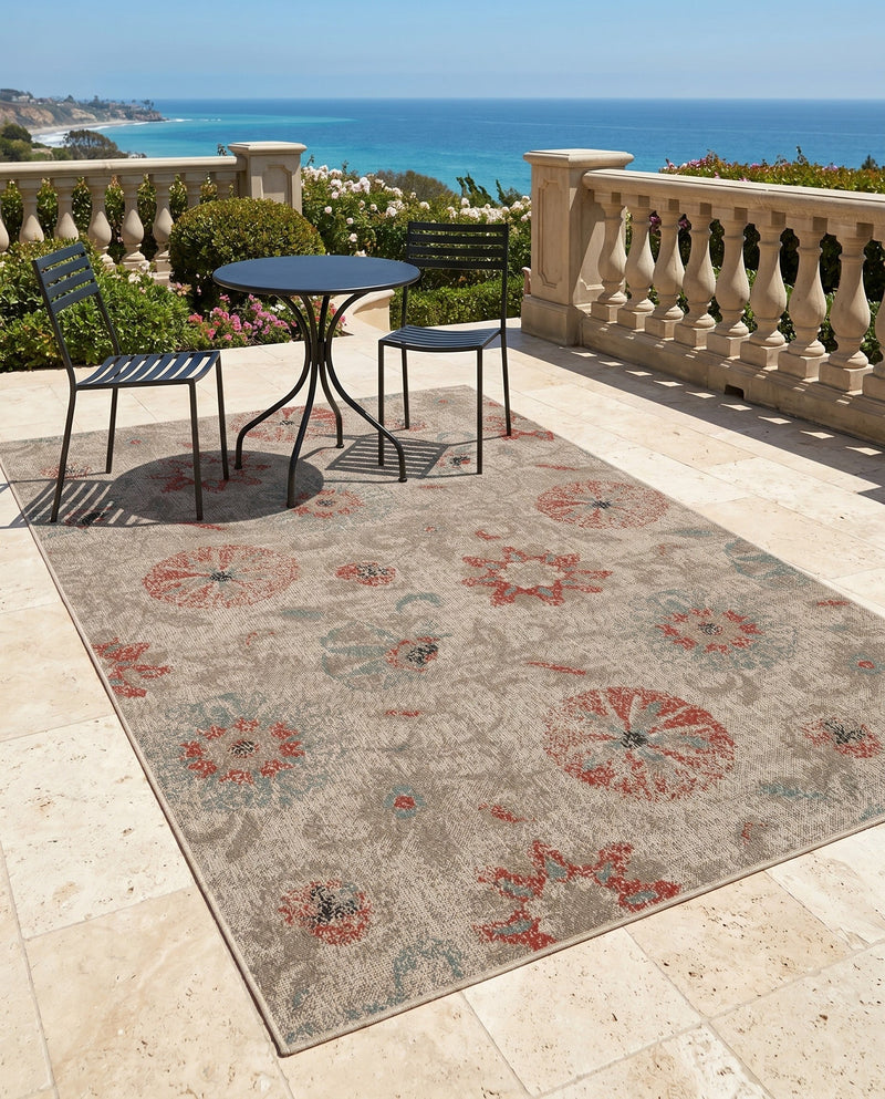 Seaside Blooms Collection Area Rug - Seychelles Rectangle Beige  lifestyle 16