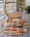 Coastal Terrace Collection Area Rug -  Harbor Round Multi  lifestyle 54