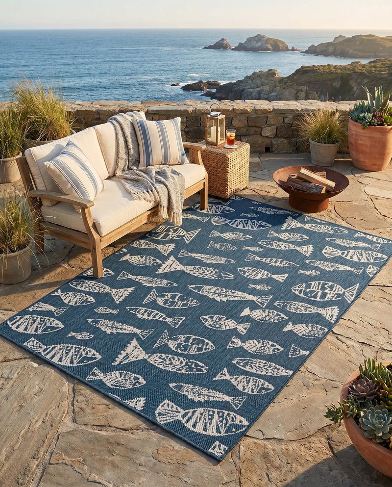 Seaside Haven Rugs Collection Area Rug -  Oceanview Rectangle Blue  lifestyle 6