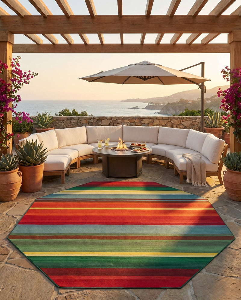 Urban Terrace Collection Area Rug -  Canopy Octagon Multi  lifestyle 43