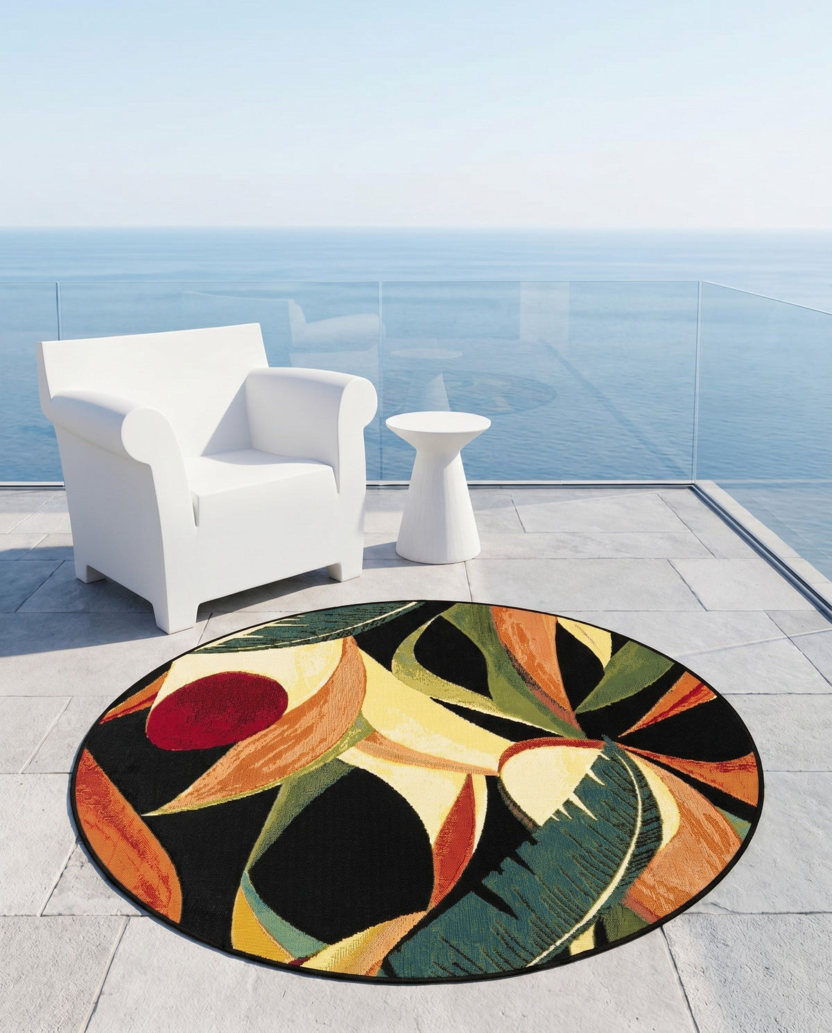 Seaside Blooms Collection Area Rug -  Tivoli Round Multi  lifestyle 116