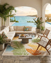 Bahama Breeze Outdoor Collection Area Rug -  CatCay Rectangle Beige  lifestyle 11