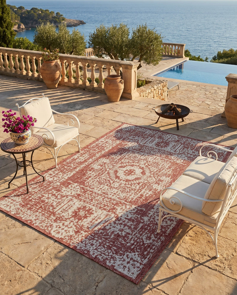 Patio Heritage Collection Area Rug - Savannah (Rust Red) Rectangle Rust Red  lifestyle 17
