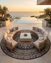Patio Heritage Collection Area Rug -  Lafayette (Black) Round Black  lifestyle 61