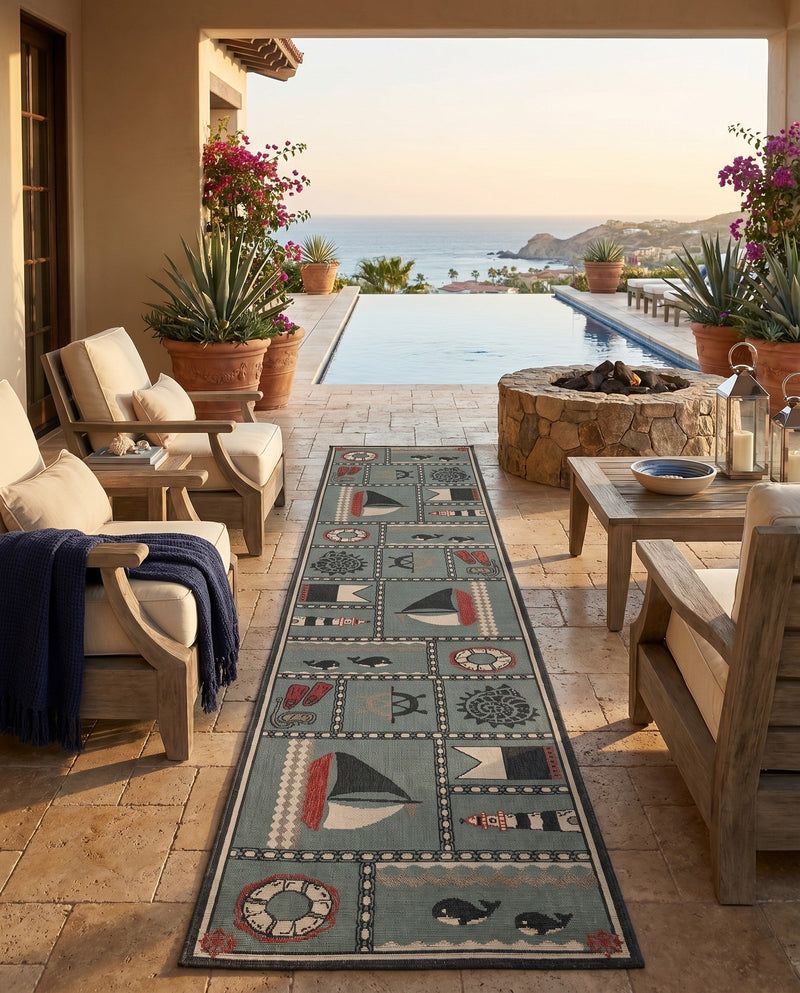 Seaside Haven Rugs Collection Area Rug -  Anchorage Runner Blue  lifestyle 59