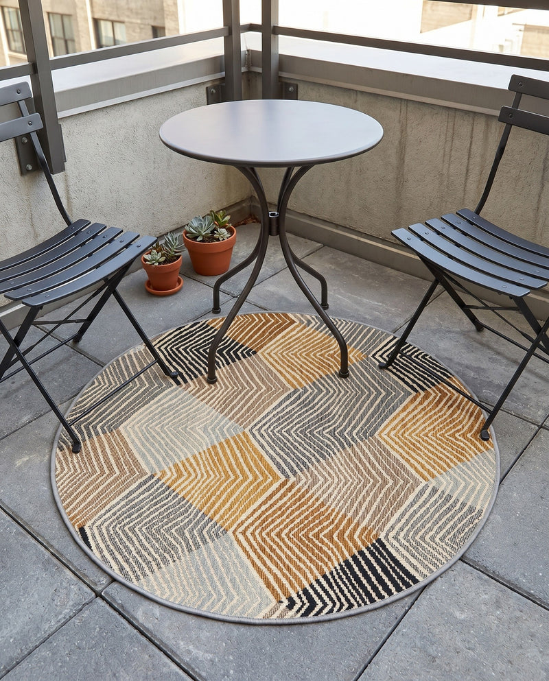 Urban Terrace Collection Area Rug - Metropolis Round Gray  lifestyle 74