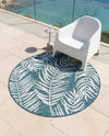 Seaside Blooms Collection Area Rug - Verdure (Teal) Round Teal  lifestyle 69