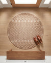 Garden Lattice Charm Collection Area Rug -  Pergola (Beige) Round Beige  lifestyle 62
