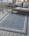 Terrace Fringe Collection Area Rug - Veranda (Blue) Rectangle Blue  lifestyle 13