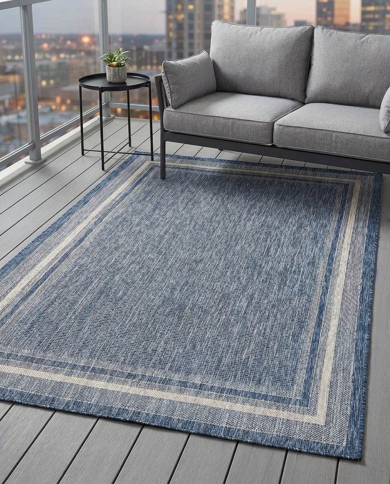 Terrace Fringe Collection Area Rug - Veranda (Blue) Rectangle Blue  lifestyle 13