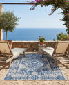 Patio Heritage Collection Area Rug - Savannah (Blue) Rectangle Blue  lifestyle 25