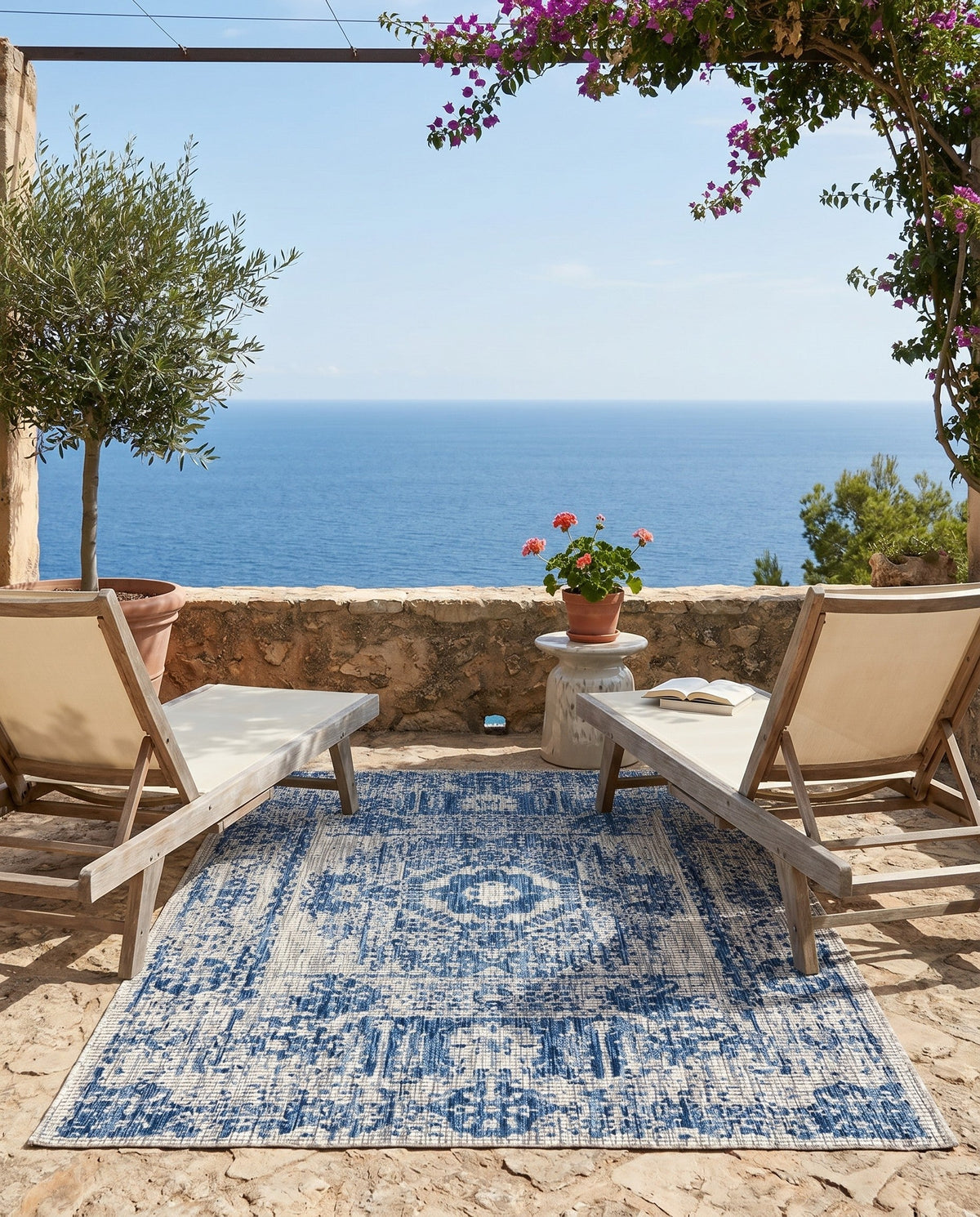 Patio Heritage Collection Area Rug - Savannah (Blue) Rectangle Blue  lifestyle 25