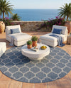 Savannah Pergola Collection Area Rug - Arbor (Navy Blue) Round Navy Blue  lifestyle 47