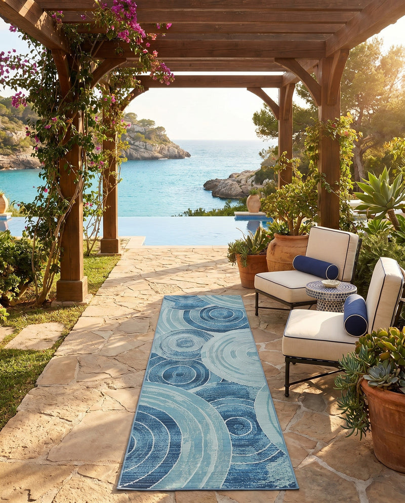 Urban Terrace Collection Area Rug -  Parkside Runner Light Blue  lifestyle 57
