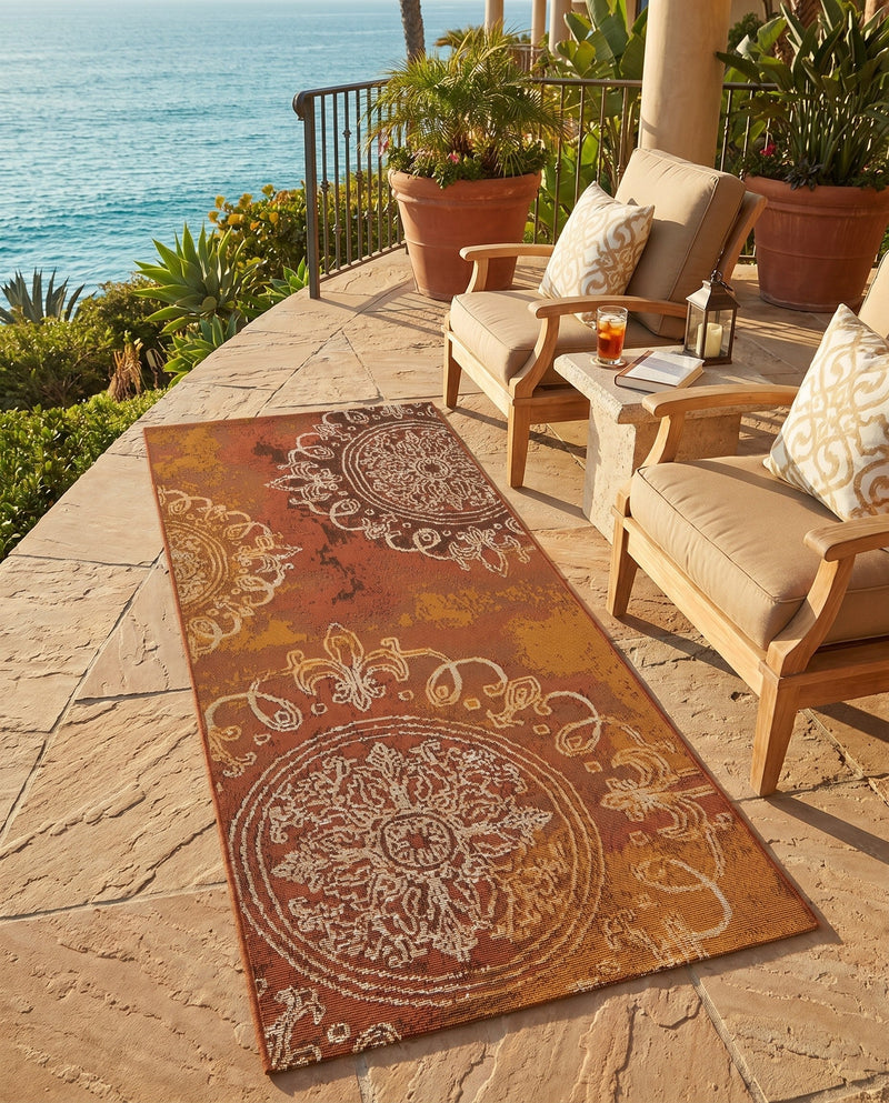 Urban Terrace Collection Area Rug -  Veranda Runner Rust Red  lifestyle 54