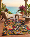 Outdoor Marrakesh Collection Area Rug - Fes Rectangle Multi Black  lifestyle 43