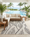 Seaside Blooms Collection Area Rug -  Evergreen (Charcoal Ivory) Rectangle Charcoal Ivory  lifestyle 12