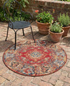 Patio Heritage Collection Area Rug -  Terrace Round Antique Red  lifestyle 73