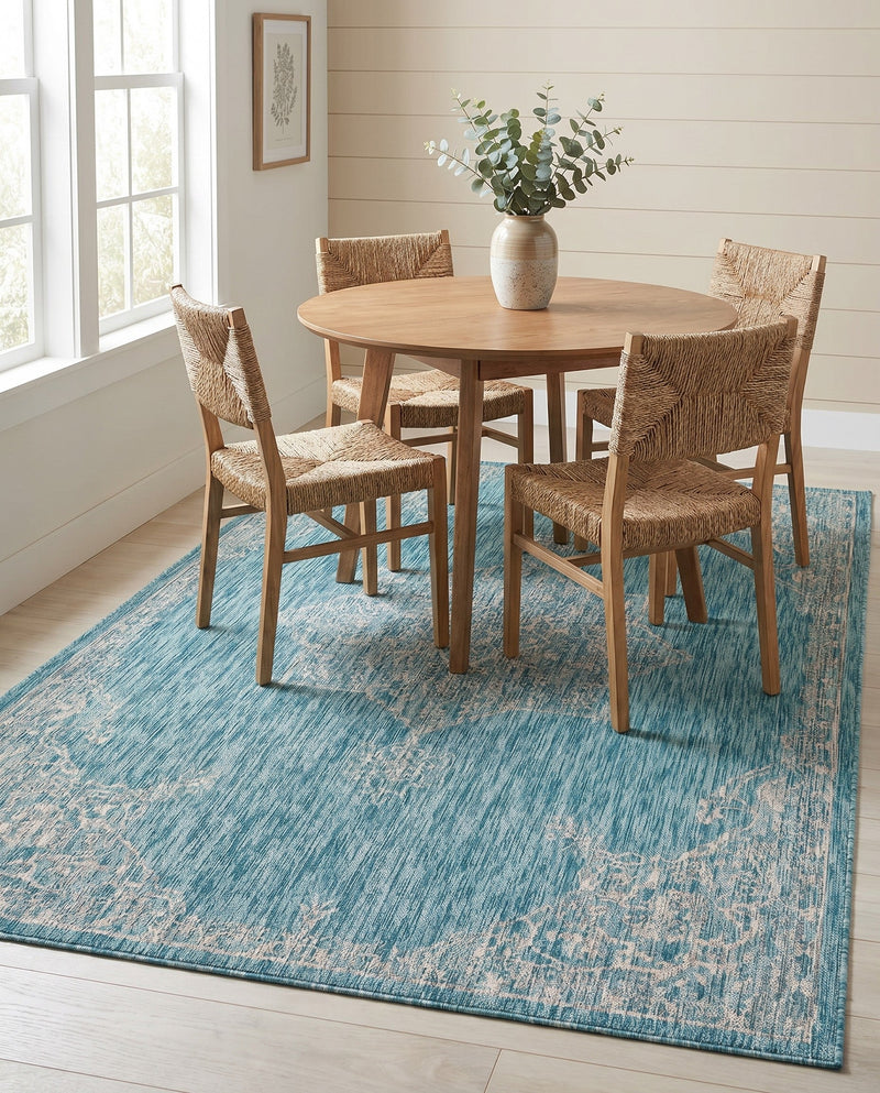 Patio Heritage Collection Area Rug -  Charleston (Light Aqua) Rectangle Light Aqua  lifestyle 20