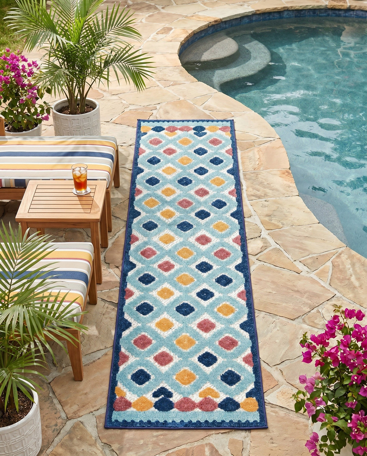 Caribbean Terrace Collection Area Rug -  Tobago Runner Ivory  lifestyle 58