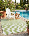 Seaside Stripes Collection Area Rug - Cabana (Green) Rectangle Green  lifestyle 7