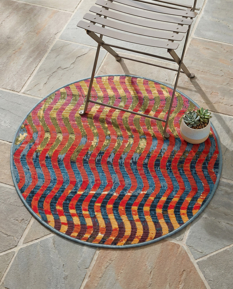 Urban Terrace Collection Area Rug -  Walkway Round Multi  lifestyle 81