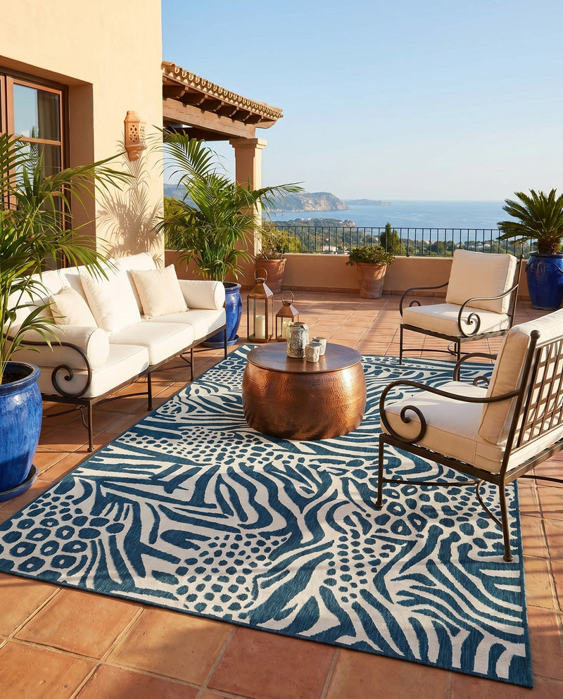 Savannah Escape Collection Area Rug -  Masai Rectangle Navy Blue and Ivory  lifestyle 14