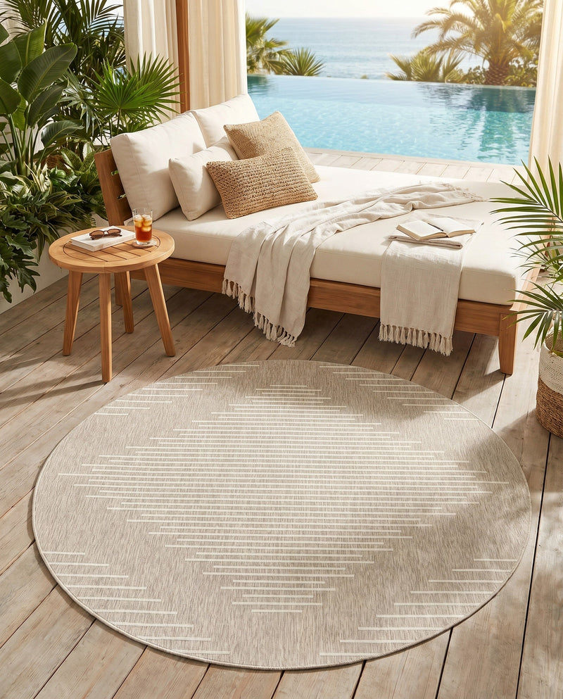 Urban Terrace Collection Area Rug -  Chelsea (Gray) Round Gray  lifestyle 36