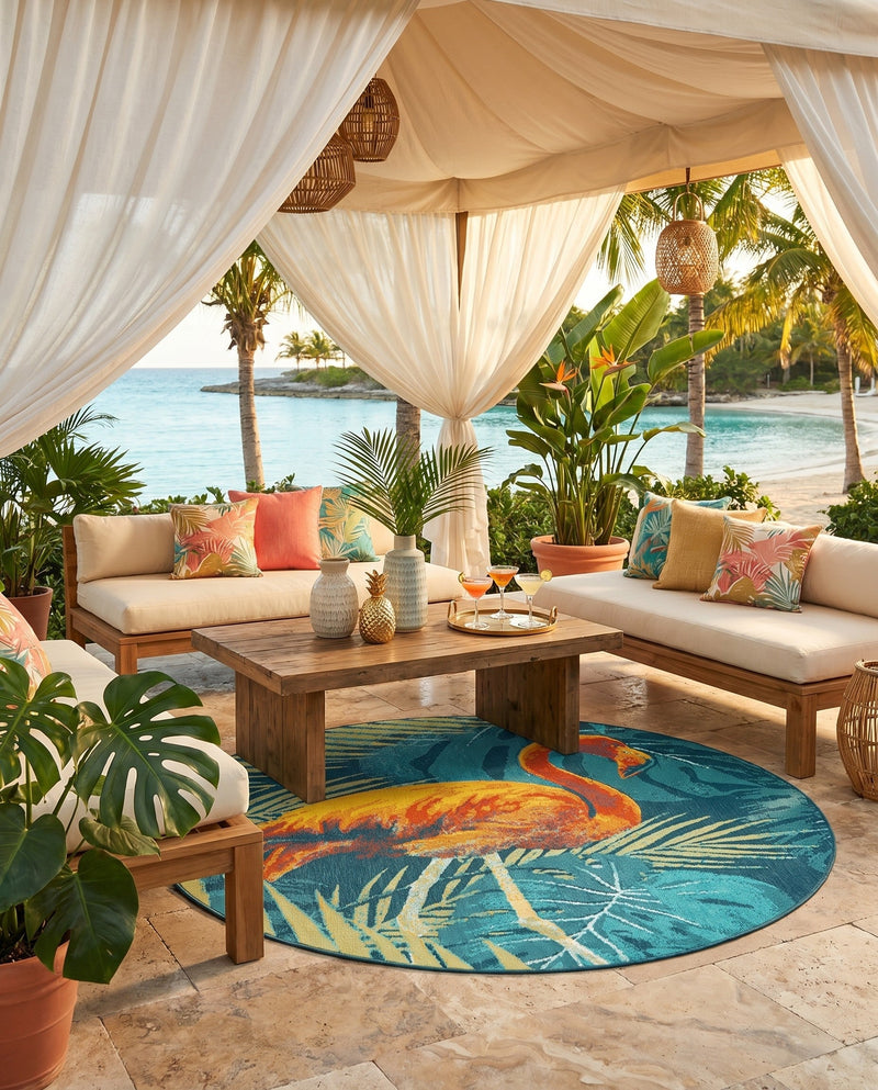 Seaside Haven Rugs Collection Area Rug -  Tidepool Round Multi  lifestyle 57