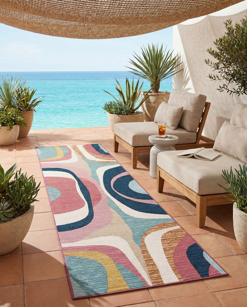 Urban Terrace Collection Area Rug - Venice Runner Multi  lifestyle 45