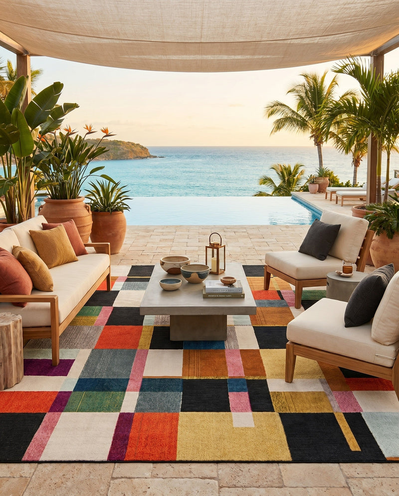 Outdoor Marrakesh Collection Area Rug -  Tangier Rectangle Multi  lifestyle 6
