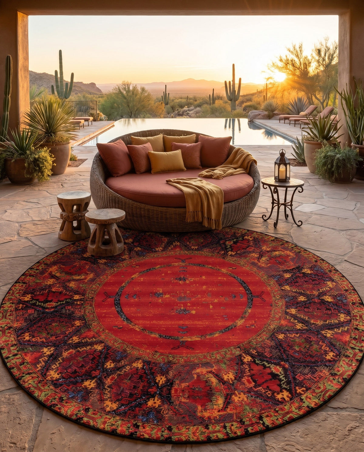 Safari Escape Rugs Collection Area Rug - Serengeti Round Multi  lifestyle 91