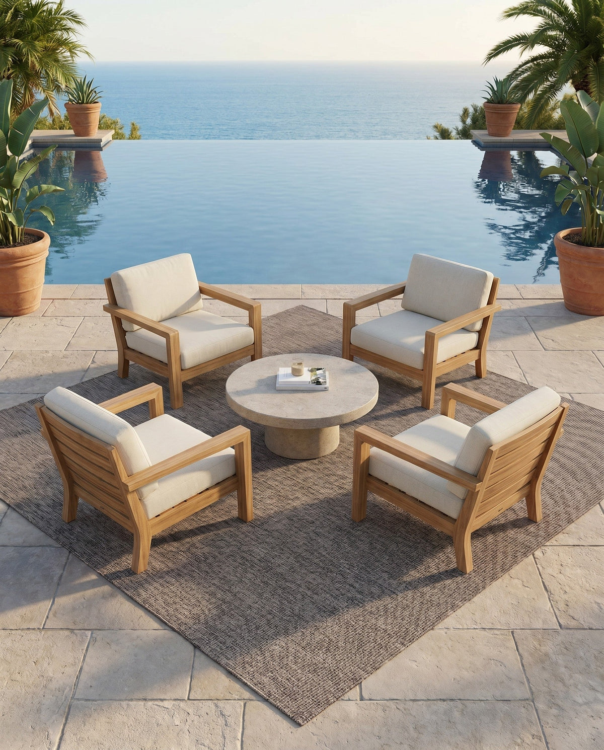 Seaside Serenity Collection Area Rug - Veranda (Light Brown) Square Light Brown  lifestyle 83