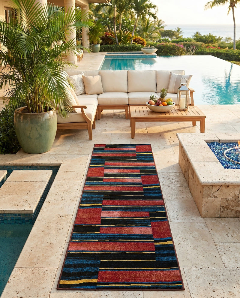 Urban Terrace Collection Area Rug -  Courtyard Runner Multi  lifestyle 72