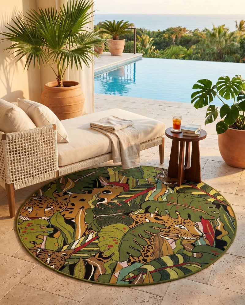 Seaside Blooms Collection Area Rug -  Sorrento Round Green  lifestyle 63