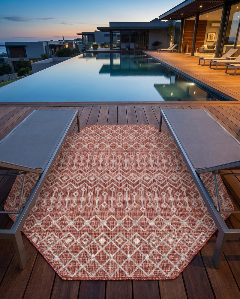 Savannah Pergola Collection Area Rug -  Pergola (Rust Red) Octagon Rust Red  lifestyle 81