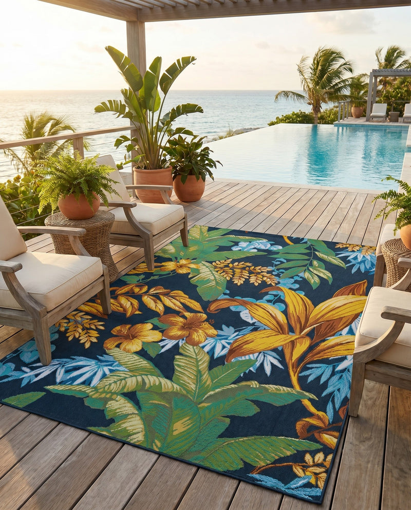 Seaside Blooms Collection Area Rug -  Grove Rectangle Multi  lifestyle 9