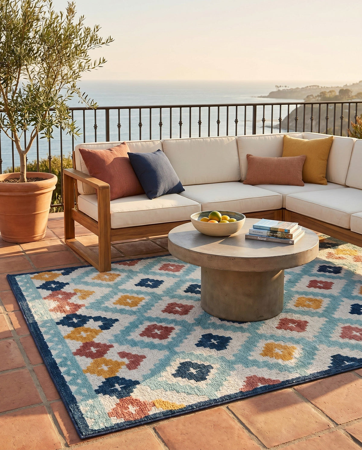 Caribbean Terrace Collection Area Rug -  Tobago Rectangle Ivory  lifestyle 43