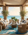 Urban Terrace Collection Area Rug -  Gazebo Rectangle Blue and Ivory  lifestyle 15