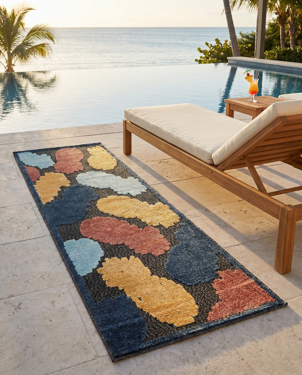 Caribbean Terrace Collection Area Rug -  Nevis Runner Black  lifestyle 89